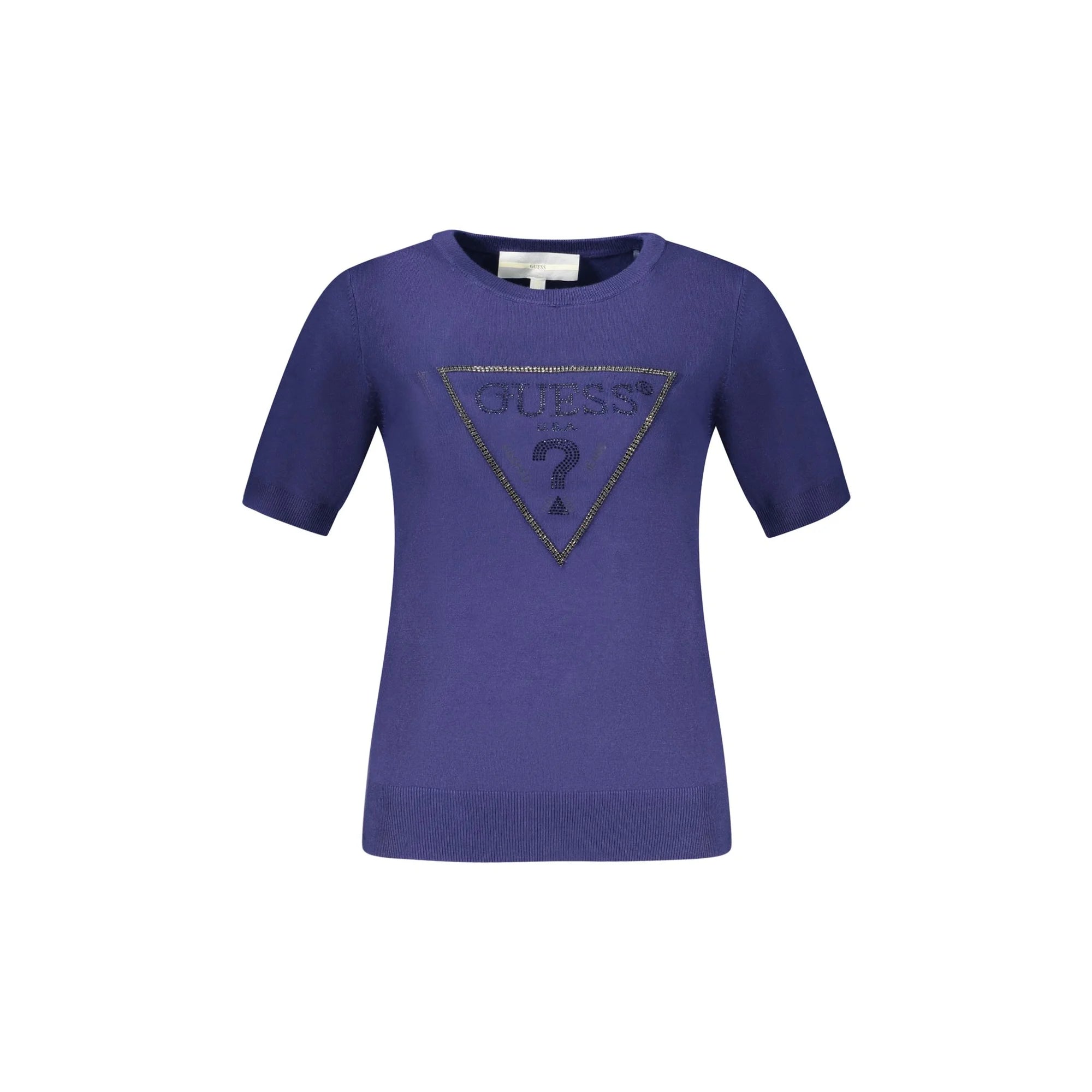 Guess Jeans Maglia Donna Blu Dettagli a Contrasto Maglie - foto prodotto